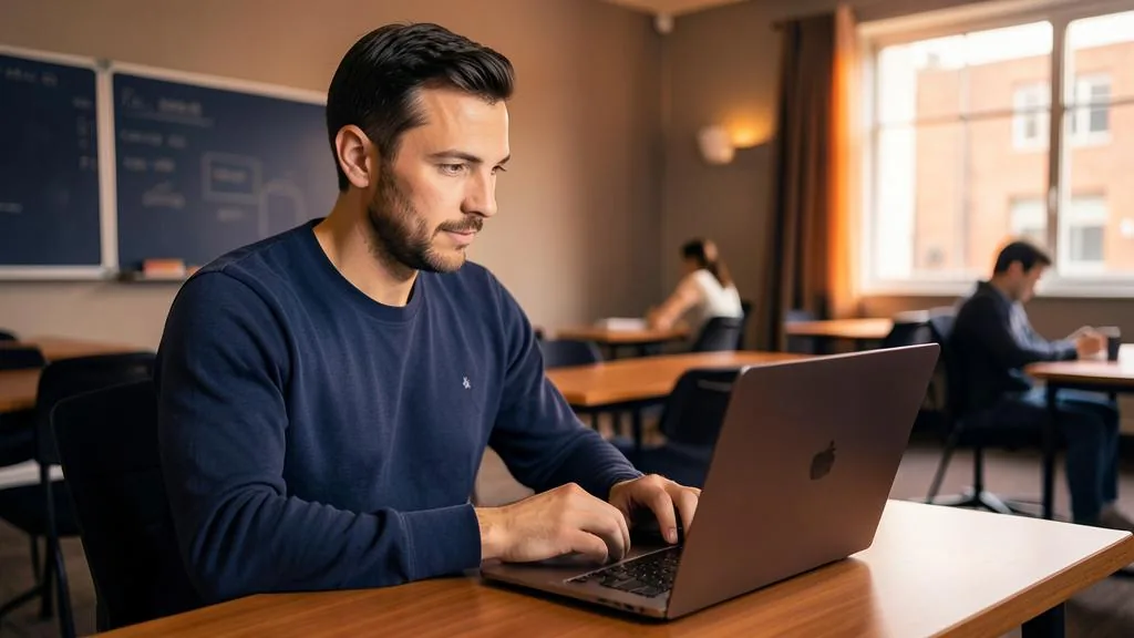 Chauffeur volgt thuis de e-learning van het complete Code 95 pakket van ProCode95